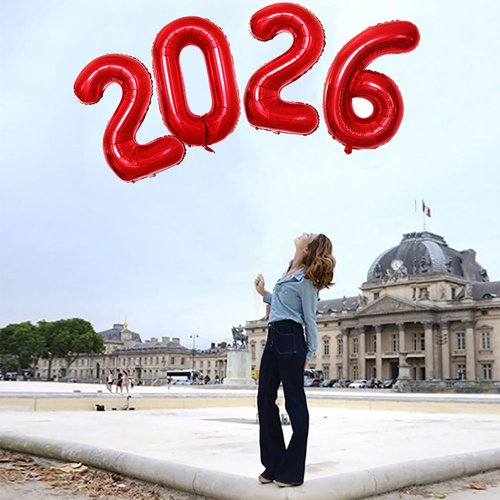 GOER 42-Inch Red Foil Number Balloons - Perfect for 2026 New Year’s Eve & Graduation Celebrations