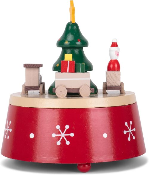 Cottage Garden Musical Christmas Figurine - 6-Inch Rotating Tree with Red Snowflakes | Plays Jingle Bells