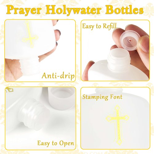 60 Pcs Holy Water Bottles Bulk, 2oz Small Holy Water Bottle Plastic Holy Water Empty Containers Reusable for Catholic Church Baptism Baby Shower First Communion Holy Week Activities or Daily Prayer