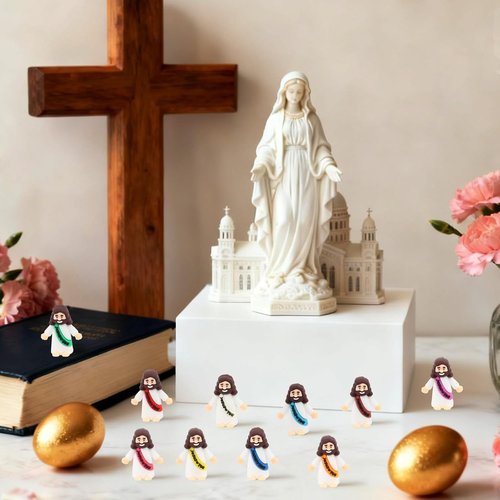 KIMOBER Mini Jesus Figures - 30pcs Colorful Pocket Figurines for Easter Gifts & Baptism Celebrations