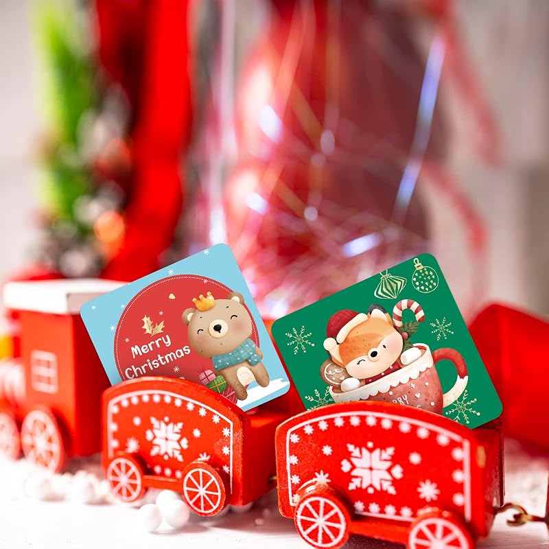 Mini Christmas Cards with Envelopes, 24 Pack – 3x3" Greeting Cards for Kids & Friends