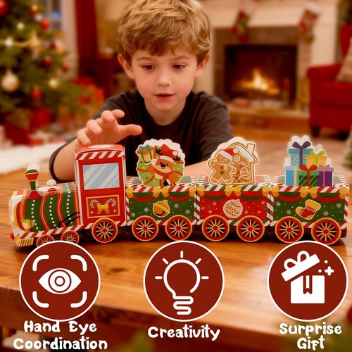 Lihome Diy Advent Calendar - Empty Advent Calendar to Fill Yourself, Christmas Advent Boxes Empty for Kids and Family (Christmas Train)