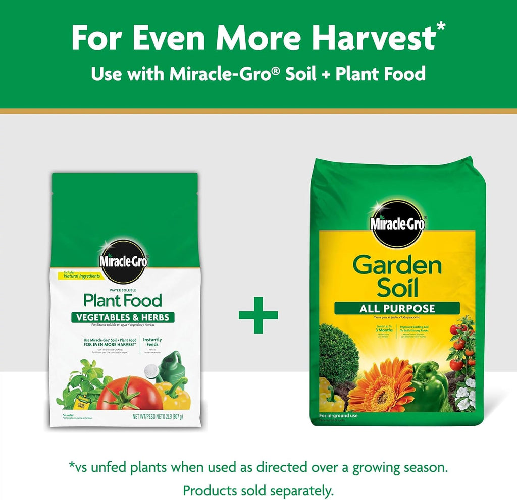 Miracle-Gro Water-Soluble Plant Food - Boost Vegetable & Herb Growth - 2 lbs Fertilizer for Tomatoes, Squash, Peppers, Cucumbers