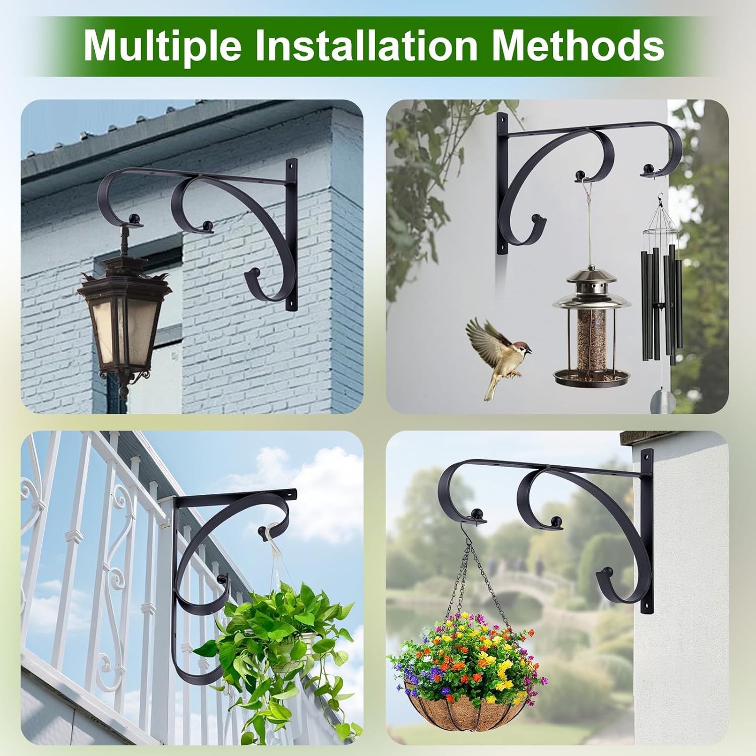 Plant Hangers | Decorative Iron Hanging Plant Brackets - 10 Inch for Indoor/Outdoor Use (2 Pack)