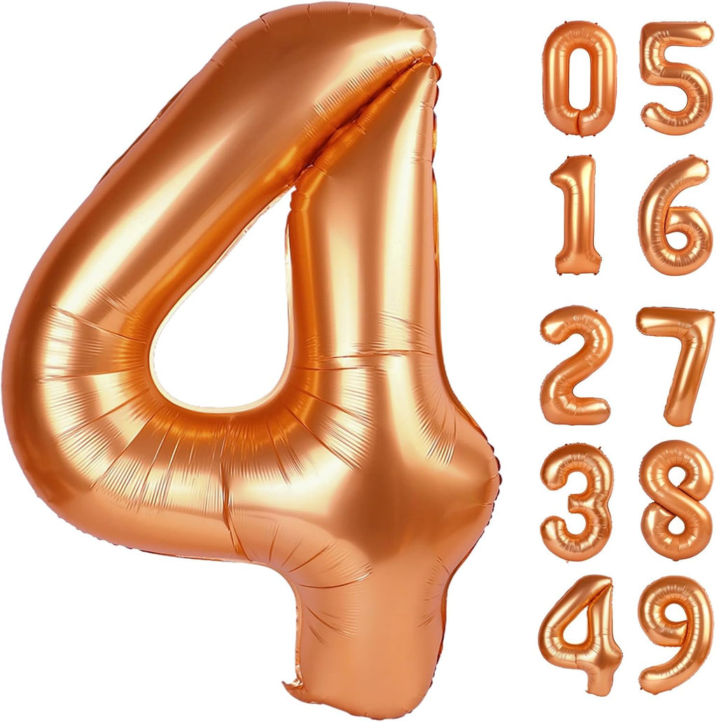 Orange 4 Balloon - 40 Inch Number 4 Party Decoration | Large Orange 4th Birthday Balloon