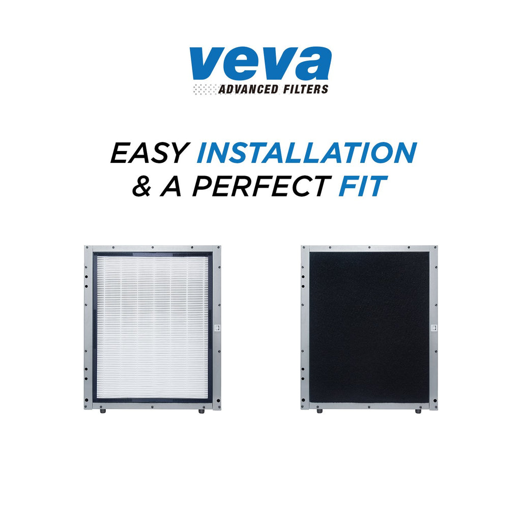 VEVA Premium 2 HEPA Replacement Filters and 6 Activated Carbon Pre Filters for Blueair 200/300 Series Models 201, 203, 205, 215B, 250E, 270E, 303 Air Purifiers - To Stop Smoke, Odor, and Dust