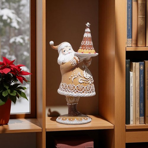 Braxio Gingerbread Christmas Decor - Resin Santa Figurine for Indoor Home Decoration | 6.5 x 4.5 x 11.25 Inch