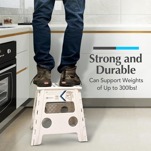Handy Laundry Folding Step Stool - Lightweight & Sturdy for Adults and Kids | Easy One-Flip Design - White, 13 Inch