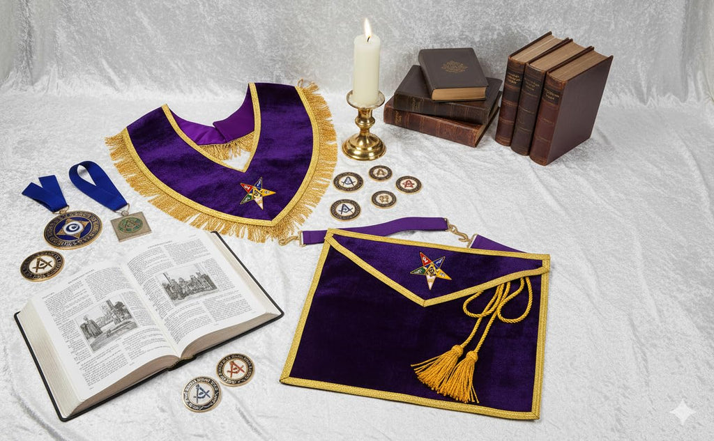 OES WORTHY PATRON/MATRON MASONIC APRON - PURPLE VELVET - HAND MADE OES STAR