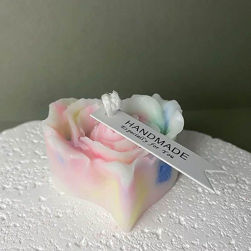 Cooary 4 Pcs Low Temperature Candles Glow in The Dark White Peony Flower Shaped White Heart Rose Scented Luminous Low Heat Body Safe Drip Wax Play for Couples