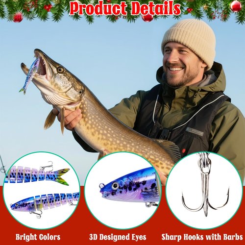 Fishing Advent Calendar 2025 for Adults Teens Men Boys – 24 Days Christmas Countdown Fishing Lures Tackle Kit Bass Trout Fishing Advent Calendar for Dad Husband Boyfriend Him Christmas Gift