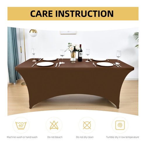 ZarzaaSik 6-Pack 6ft Spandex Table Covers for Rectangle Standard Folding Tables - Wrinkle Resistant Stretch Tablecloths - Ultimate Fitted Table Protector for Parties, Trade Shows, Wedding