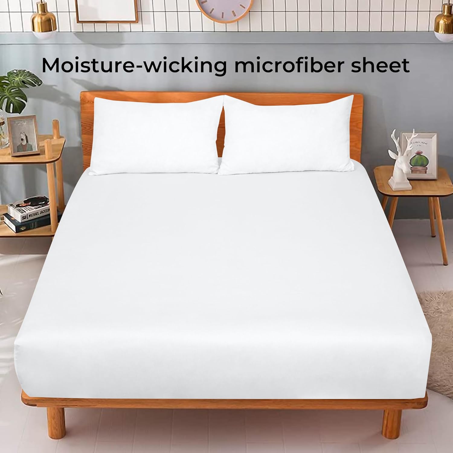 Royale Linens Fitted Sheet - Ultra Soft 1800 Brushed Microfiber - Hotel Luxury, Deep Pocket, White