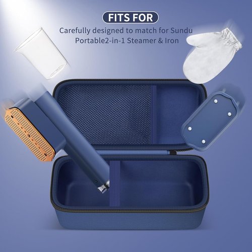 GWCASE Travel Steamer Case - Fits DRFLASH & Nesugar Models | Compact Design with Mesh Pocket (Blue)