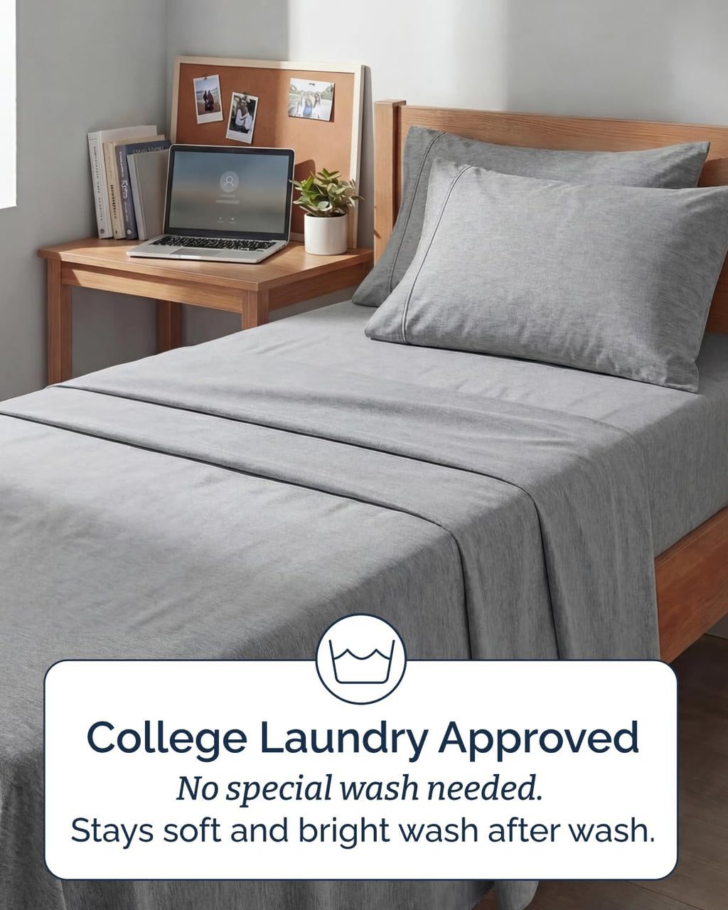 Skiennix Extra Deep Twin XL Sheet Set - 4 Piece Breathable Cooling Bedding - Soft Wrinkle-Free Heathered Grey