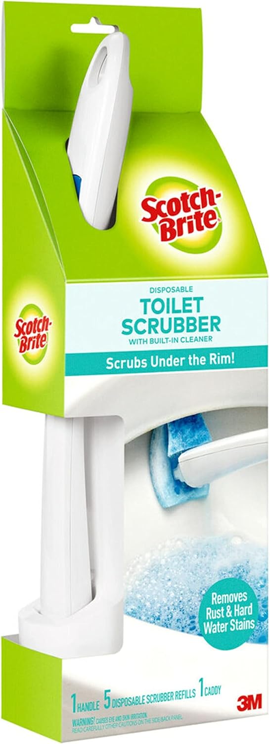 Scotch-Brite Toilet Scrubber Starter Kit - Disposable Refills with Bleach Alternative | Includes Handle & Caddy