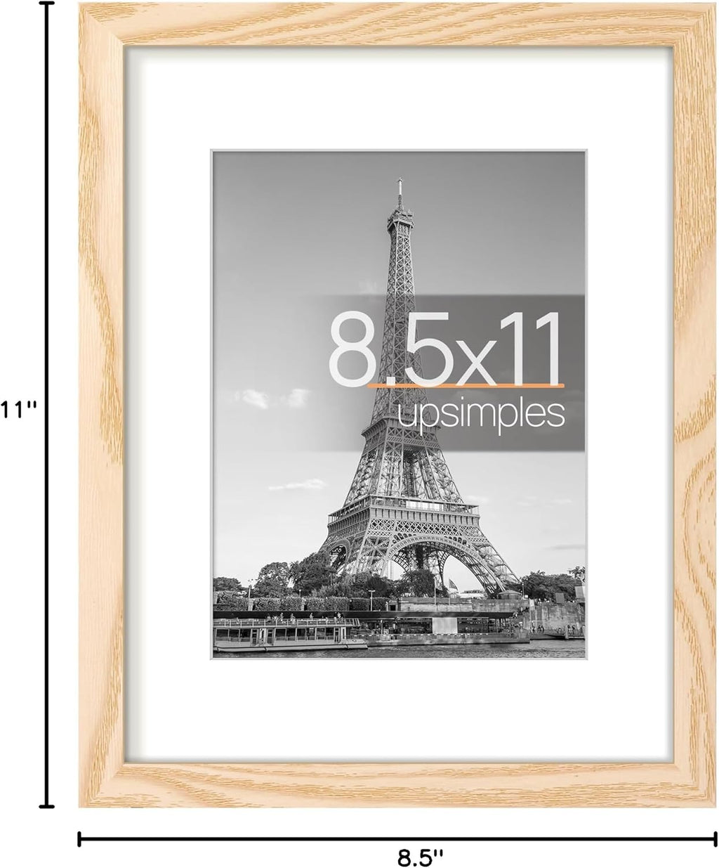 Upsimples 8.5 x 11 Picture Frame - Versatile Display for 6x8 or 8.5 x 11 Photos | Natural Finish, 1 Pack