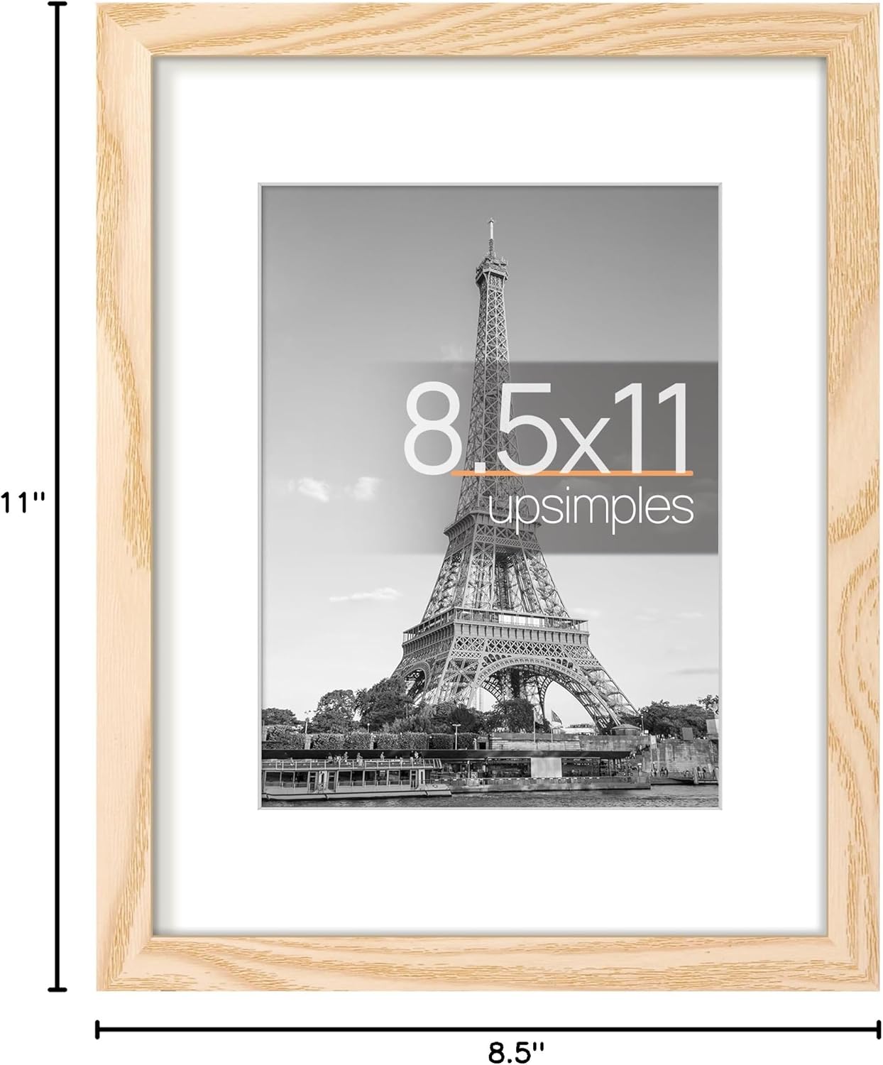 Upsimples 8.5 x 11 Picture Frame - Versatile Display for 6x8 or 8.5 x 11 Photos | Natural Finish, 1 Pack