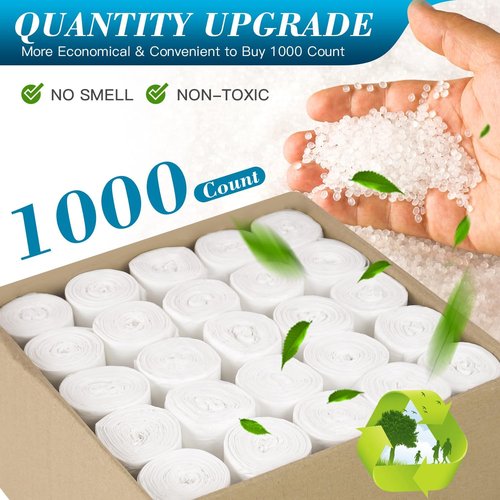 Charmount Small Trash Bags - 2-4 Gallon Unscented White Plastic Wastebasket Liners | 1000 Count