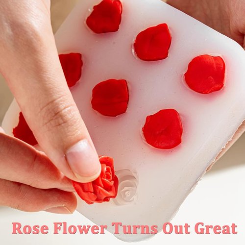 2 Packs Rose Flower Silicone Mold for Baking, 9-Cavity Rose Chocolate Candy Fondant Mold 3D Flower Ice Cube Mould for Cake Decor