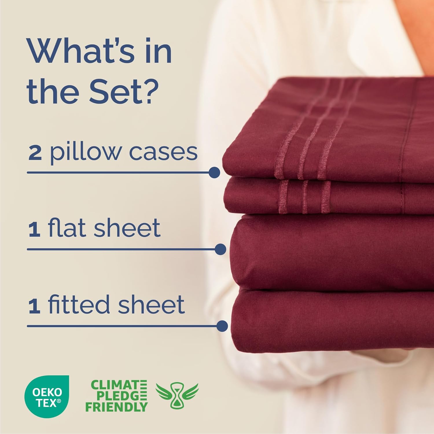 Queen Size 4 Piece Sheet Set - Comfy Cooling Bed Sheets for Luxury Bedding - Ultra-Soft, Deep Pockets - Oeko-Tex Certified - Burgundy