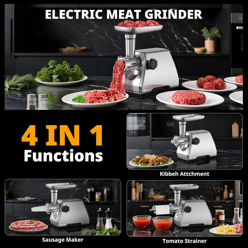 AIRMSEN Electric Meat Grinder & Tomato Sauce Press - Heavy Duty Food Mill for Home Cooking