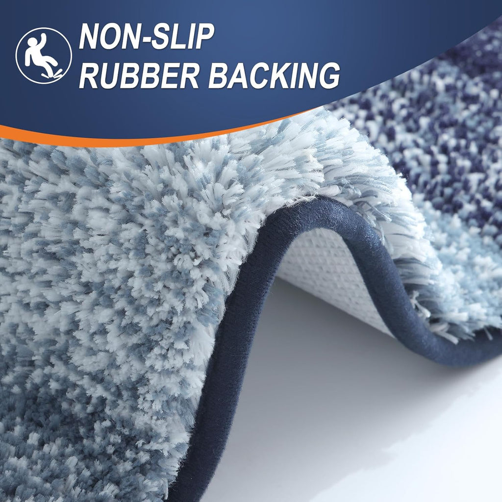 OLANLY Large Bathroom Rugs - Extra Soft Microfiber Mat | Quick Dry, Washable, Rubber Backing - Airy Blue 50x30