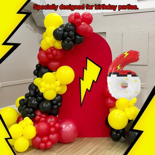40 Inch Red White Cartoon Theme Number Balloons Large Birthday Party Number Balloons Cartoon Animation for Kids Birthday Party Decoration Supplies (Number 6)