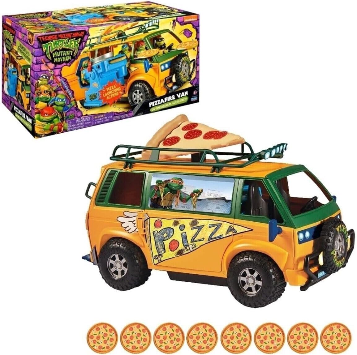 Playmates Toys Teenage Mutant Ninja Turtles Pizza Fire Delivery Van | Fun Action Playset