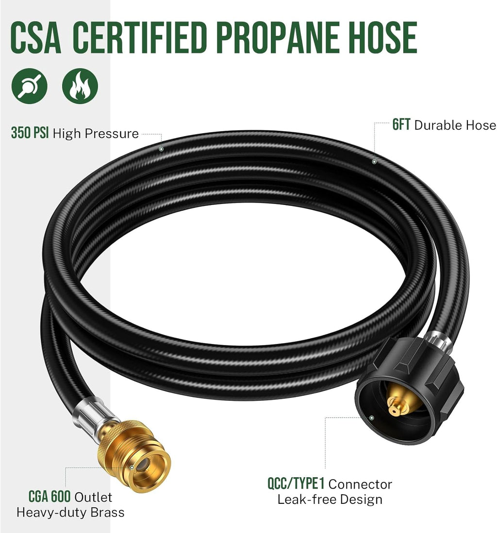 Propane Hose Adapter by [Brand Name] - 6 Feet Converter from 1lb to 20lb for Grills & Stoves