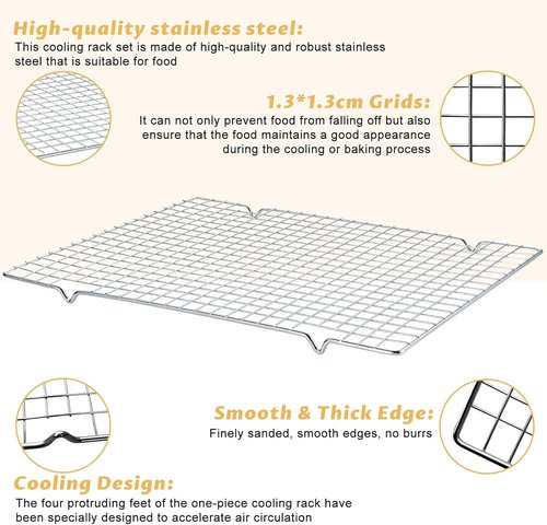 Carbon Steel Baking Sheet Set by [Brand Name] - Nonstick Cookie Sheets with Cooling Racks | 2 Sheets + 2 Racks, 17 x 11 x 0.5 Inches