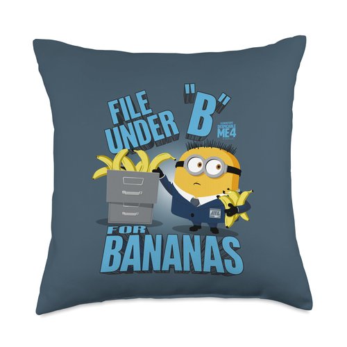 Minions Despicable Me 4 File Under B for Bananas Throw Pillow