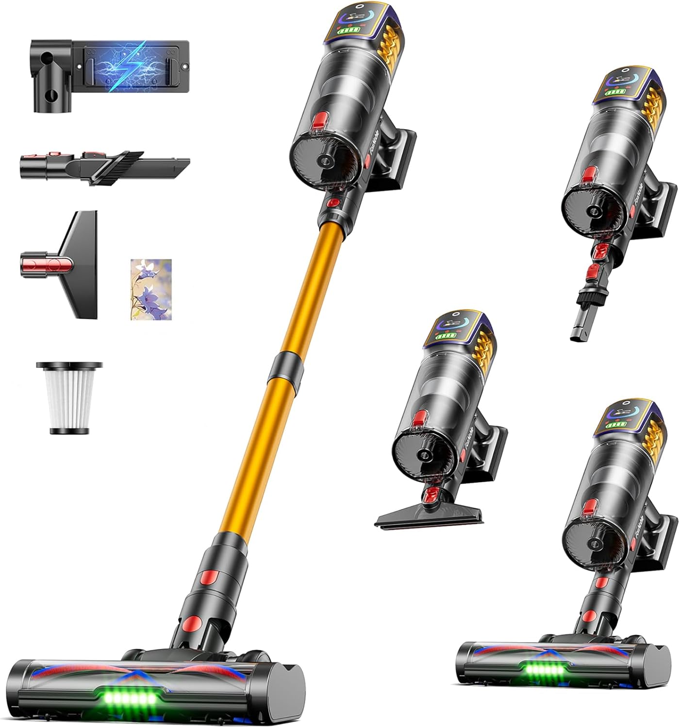 Skiennix Cordless Vacuum Cleaner - 55KPa Suction Power, 65 Minutes Runtime, LED Display | Ideal for Hardwood Floors & Pet Hair