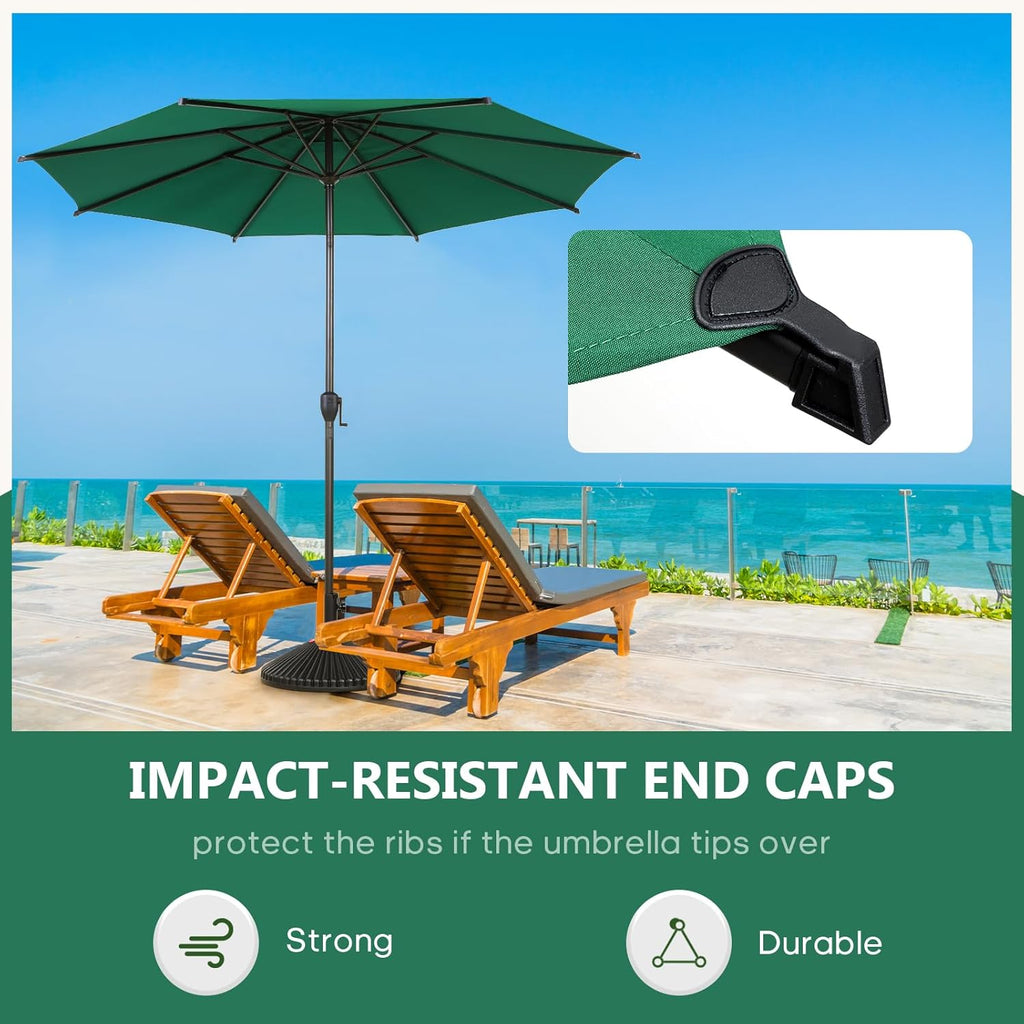 Abba Patio 9FT Lyon Outdoor Patio Umbrella - UV Protection, Waterproof, Push Button Tilt - Dark Green