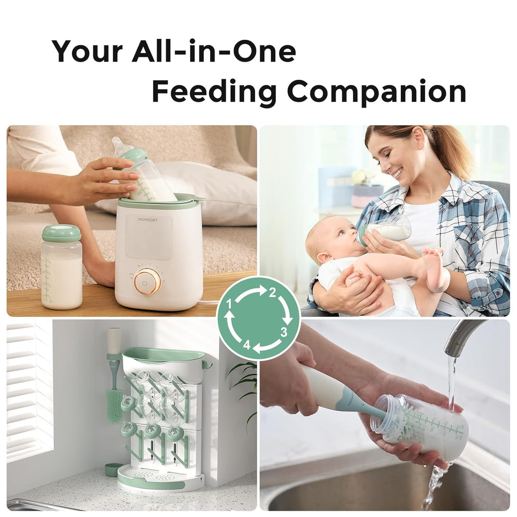 Momcozy Natural Baby Bottle - Wide-Neck, BPA-Free Breast Milk Storage | 11 oz, 4-Pack for Fridge & Cooler