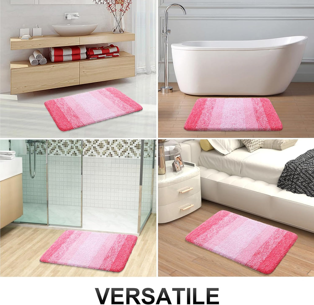 OLANLY Bathroom Runner Rug - Extra Soft, Absorbent Microfiber Mat | 59x24, Quick Dry, Washable, Pink