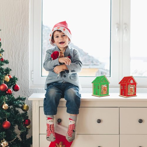 Fennoral 14-Pack Wooden Gingerbread House Craft Kit - DIY 3D Gingerbread Man for Kids | Christmas Party Decor