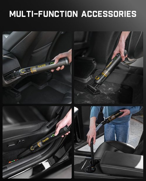 Fanttik Slim V10 APEX Cordless Car Vacuum - 4-in-1 Portable Handheld with 19kPa Suction Power | Smart Digital Display, 2 Modes (Black)