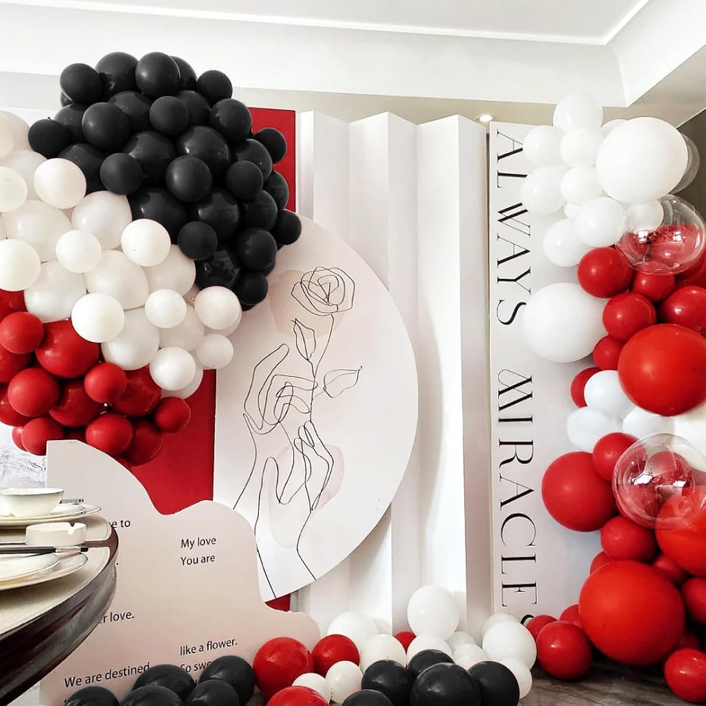 Matte Black & Red Balloons by [Brand Name] - 100-Pack 12-Inch Latex Balloons for Birthday & Graduation Decor