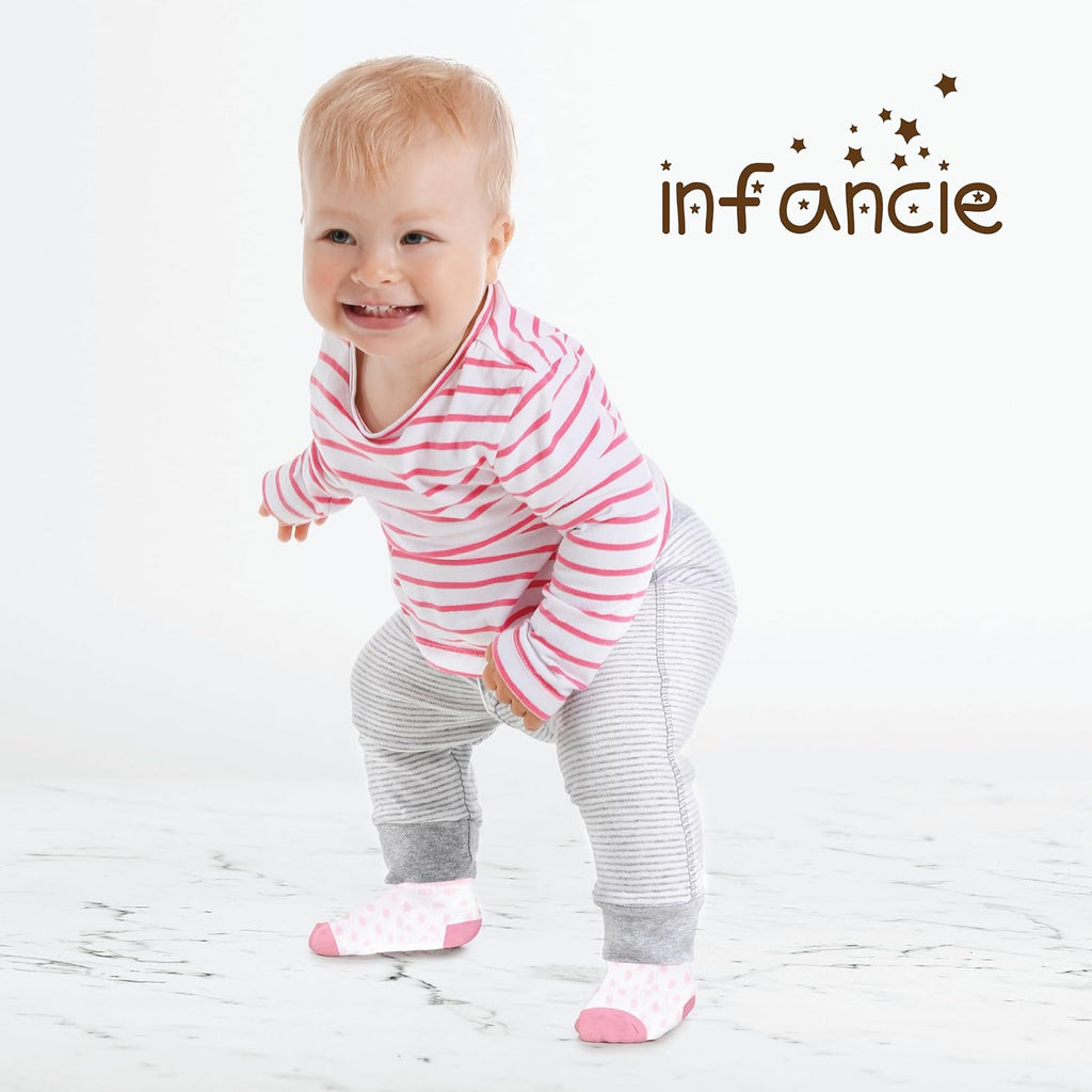 Skiennix Organic Cotton Baby Socks - GOTS Certified, Soft & Breathable | 6 Pairs for Newborn Girls (0-6 Months)