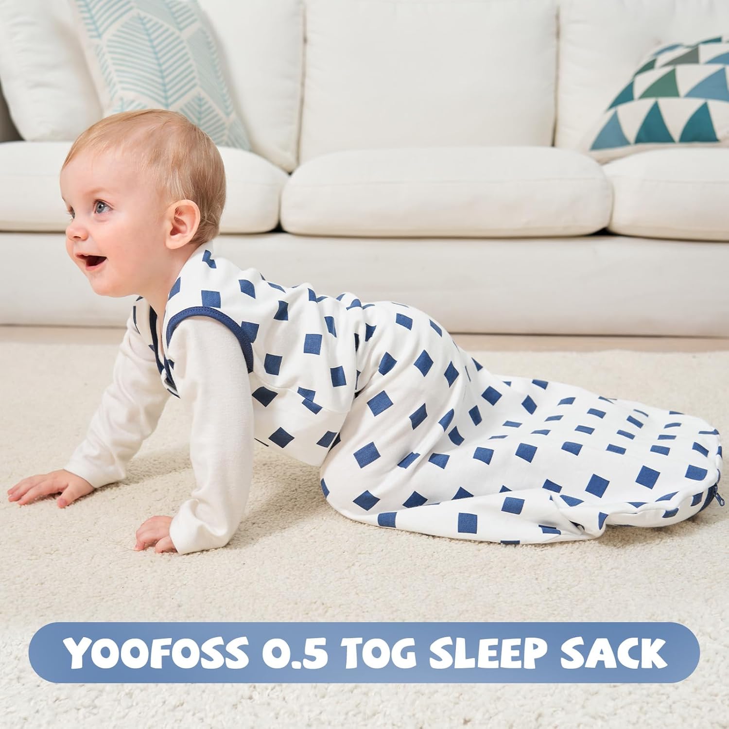 Yoofoss Baby Sleep Sack - 100% Organic Cotton Wearable Blanket | Lightweight 2-Way Zipper for 6-12 Months