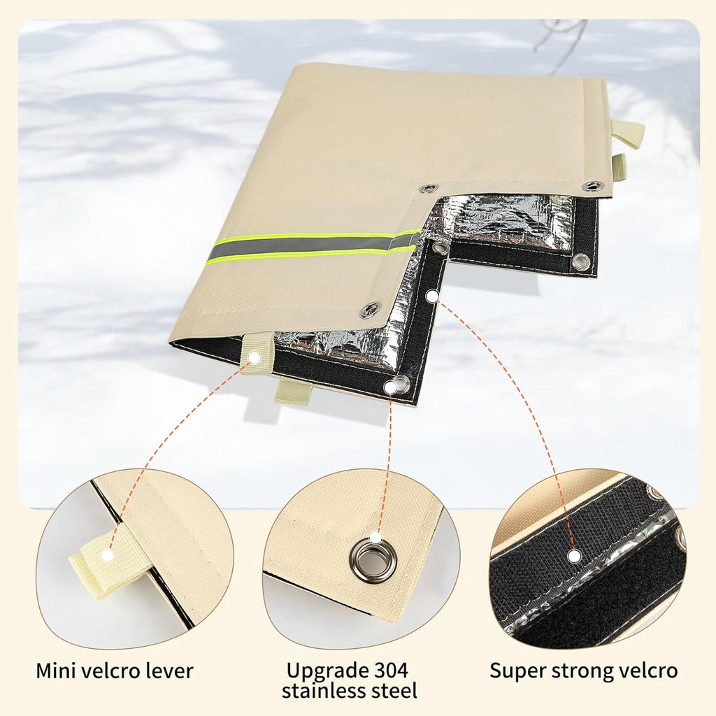 Outdoor Backflow Preventer Cover - Insulated Pouch for Freeze Protection | Beige, 14”W X 13”H