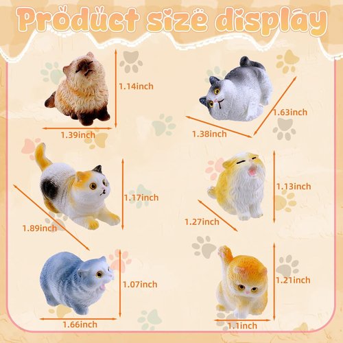 Exasinine Miniature Cat Figurines - 12 Cute Kittens for Fairy Garden & DIY Terrarium Decor