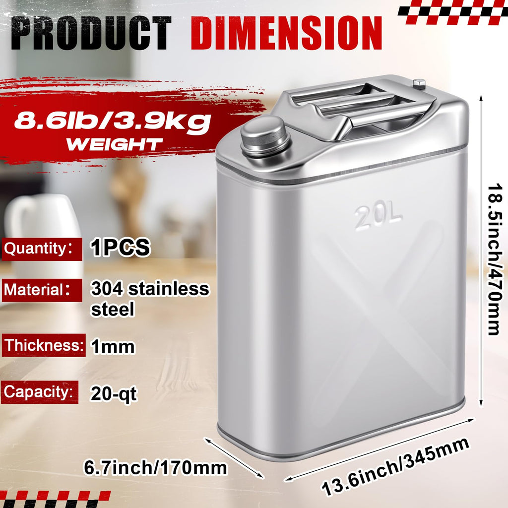 Blulu 1 Pcs 5 Gallon Stainless Cooking Oil Storage Can Commercial 304 Food Safety Fryer Oil Storage Container Distributor with Guide Pipe and Lid for Kitchens Restaurants Food Trucks