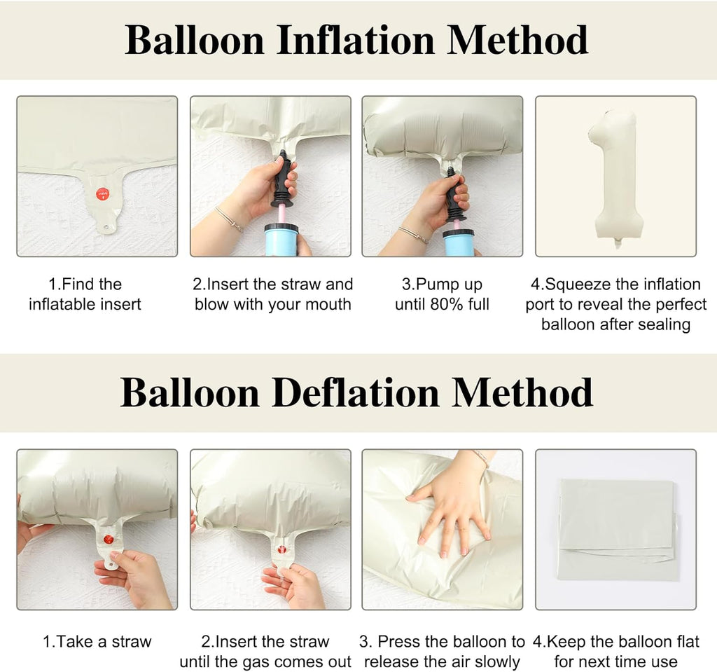 Skiennix 40-Inch Beige Number 1 Balloon - Large Cream White Foil for 1st Birthday Decorations