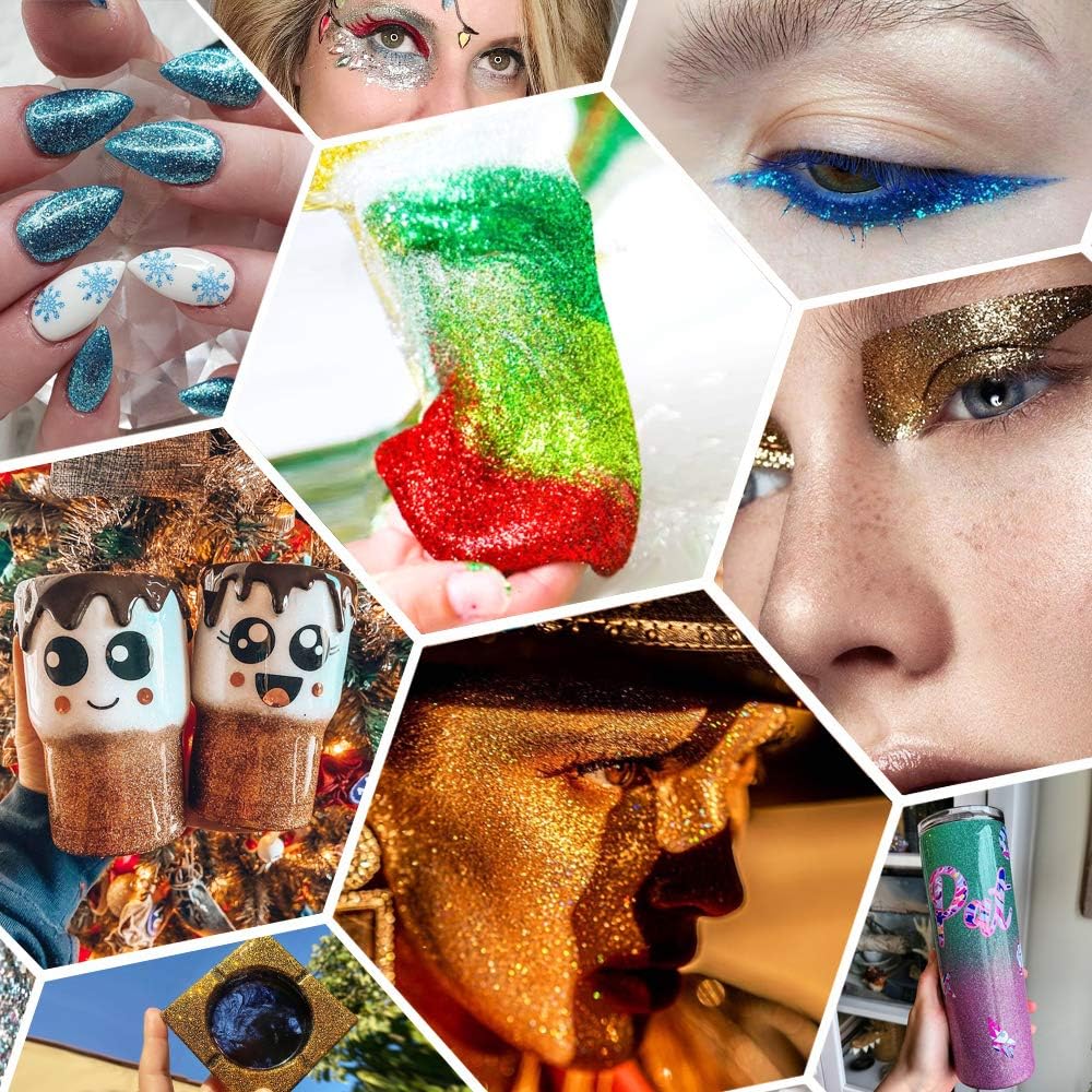 Skiennix Extra Fine Glitter Set - 24 Vibrant Colors for Nail Art, Makeup & Crafts | 8g Shaker