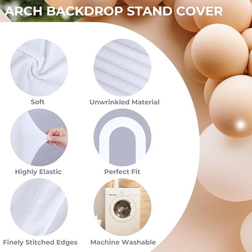 Babenest 7.2Ft Spandex Open Arch Backdrop - Fitted Double-Sided U-Shaped Cover for Weddings & Events | White