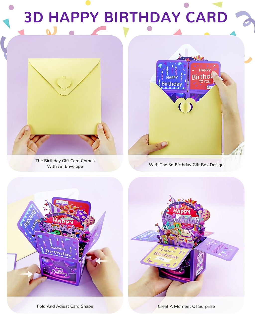 Skiennix 3D Birthday Gift Box - Unique Pop-Up Card with Blank Greeting Card & Envelope | Perfect for Women, Mom, Wife, Daughter, Grandma, Girlfriend