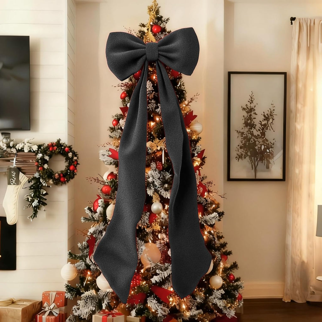 Skiennix Black Velvet Bow Decor - 50 x 20 Inches Large Party Decoration for Birthdays & Weddings
