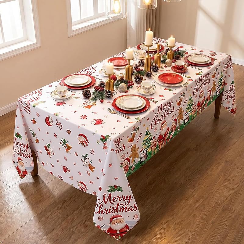 Christmas Tablecloth 108 x 54 Inch 3 Pack - Long Rectangular Table Covers